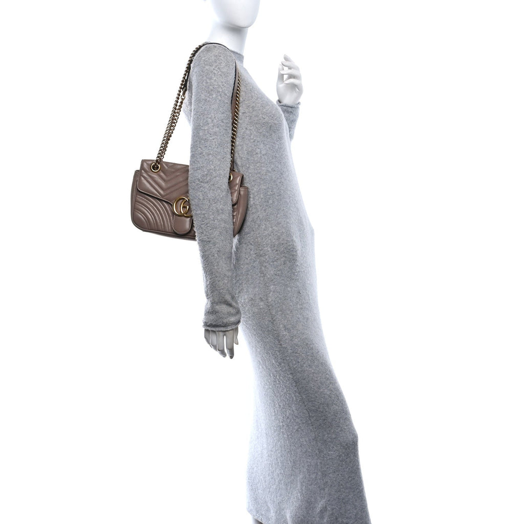 Calfskin Matelasse Small GG Marmont Shoulder Bag Porcelain Rose