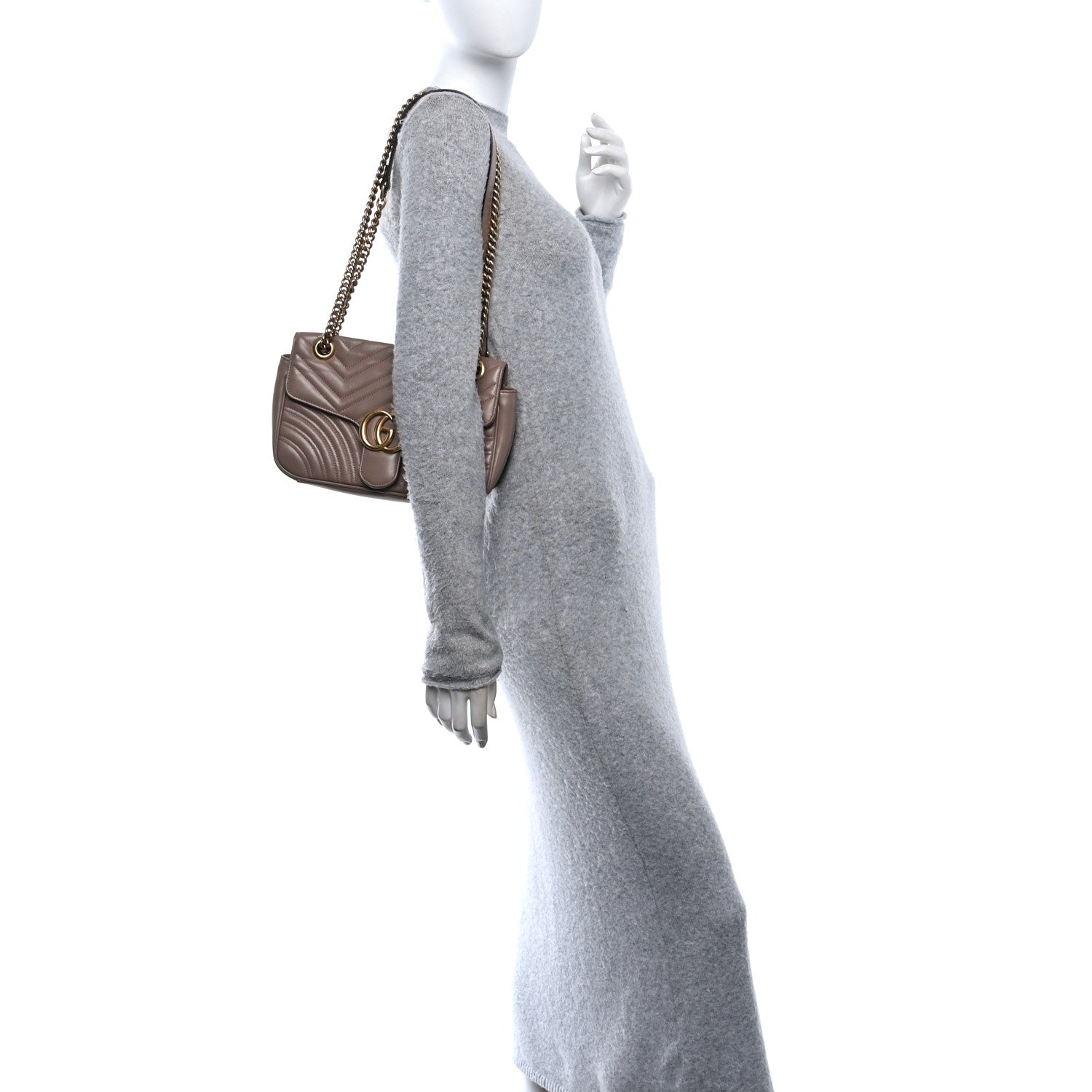 Calfskin Matelasse Small GG Marmont Shoulder Bag Porcelain Rose