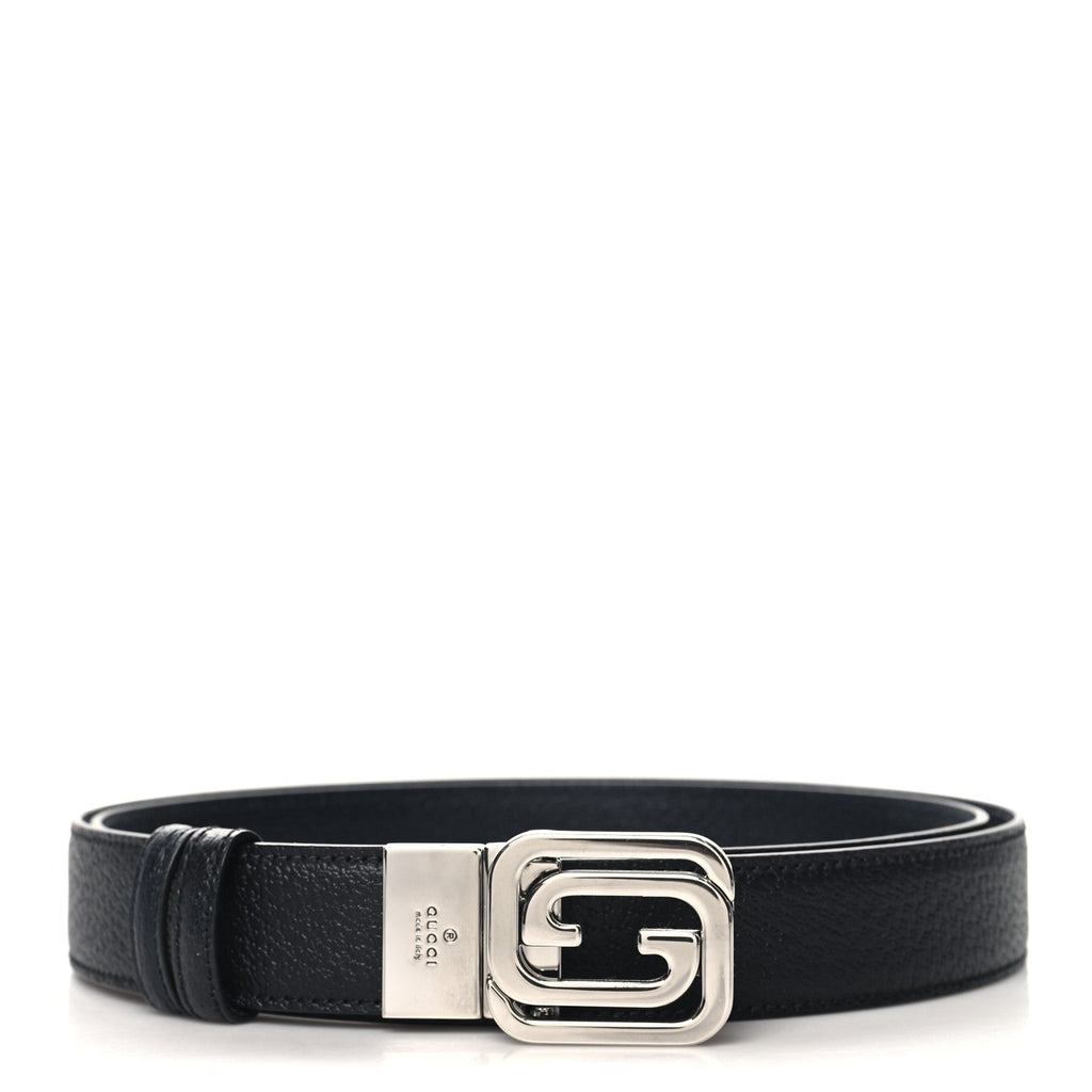 Textured Dollar Calfskin Ciny Calf Lux Squared Interlocking G 30mm Reversible Belt 110 44 Black