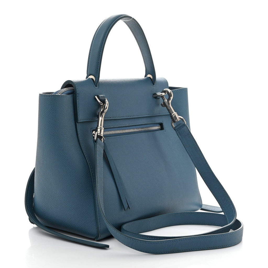 Grained Calfskin Micro Belt Bag Washed Blue