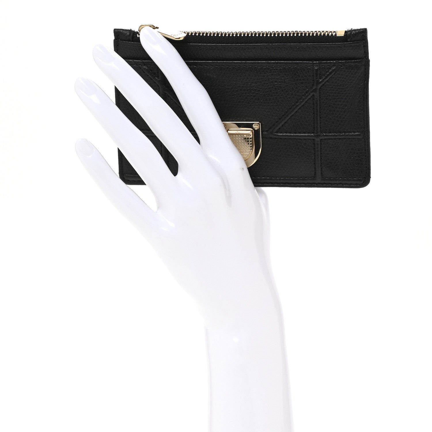 Grained Calfskin Cannage Diorama Wallet Black