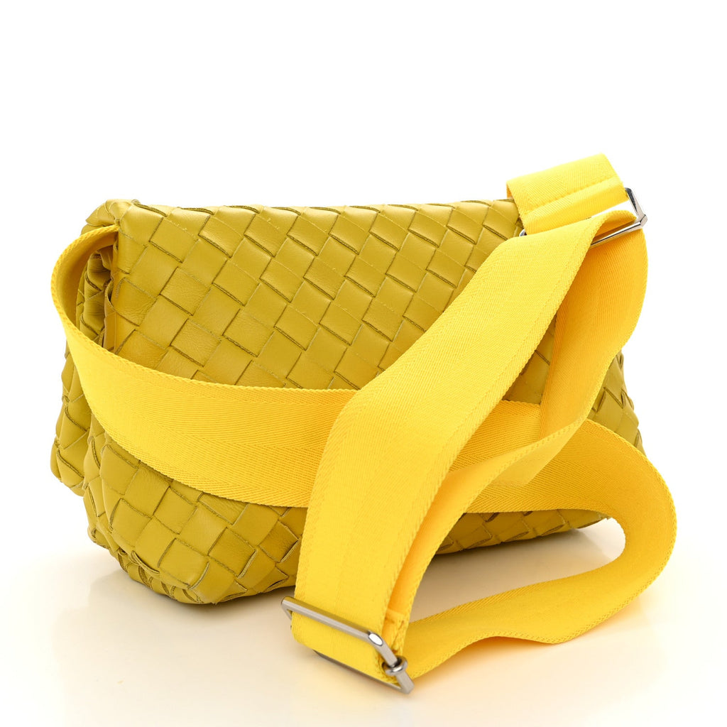Nappa Intrecciato Small Fold Crossbody Messenger Lemon