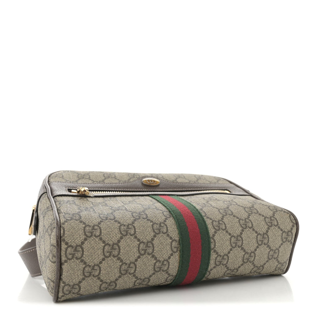 GG Supreme Monogram Web Small Ophidia Belt Bag 95 38 Dark Brown