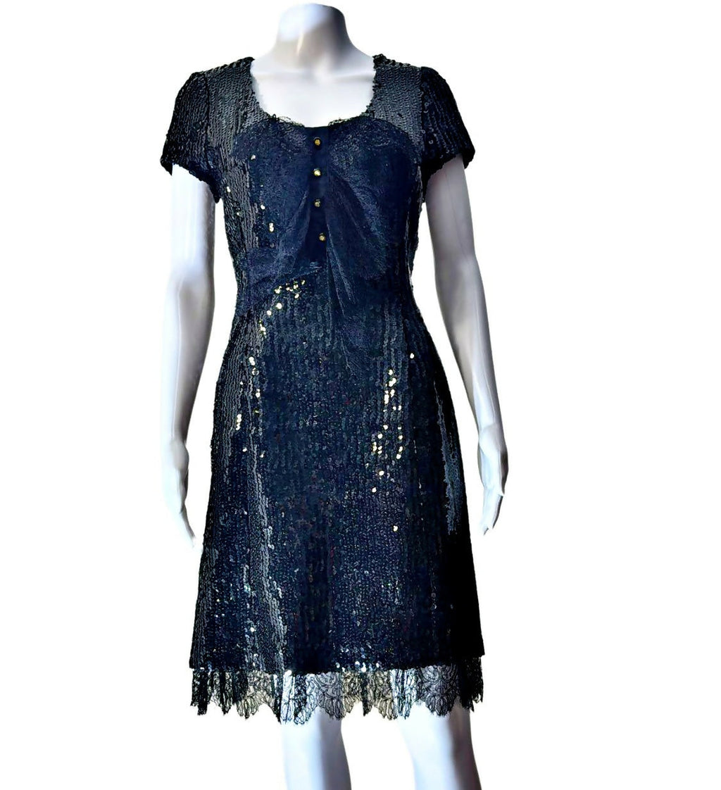 Chanel Vintage 1994 Black Sequin Lace Dress