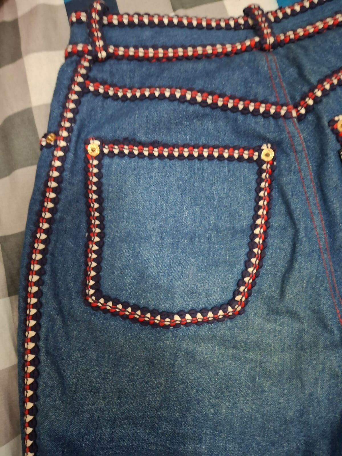 Chanel Vintage braided-trim straight-leg jeans