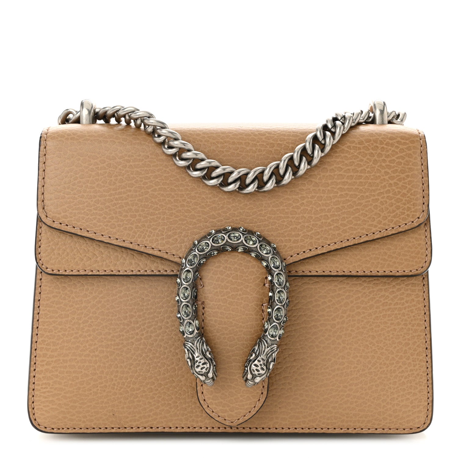Dollar Calfskin Crystal Mini Dionysus Shoulder Bag Natural Tan Black Diamond