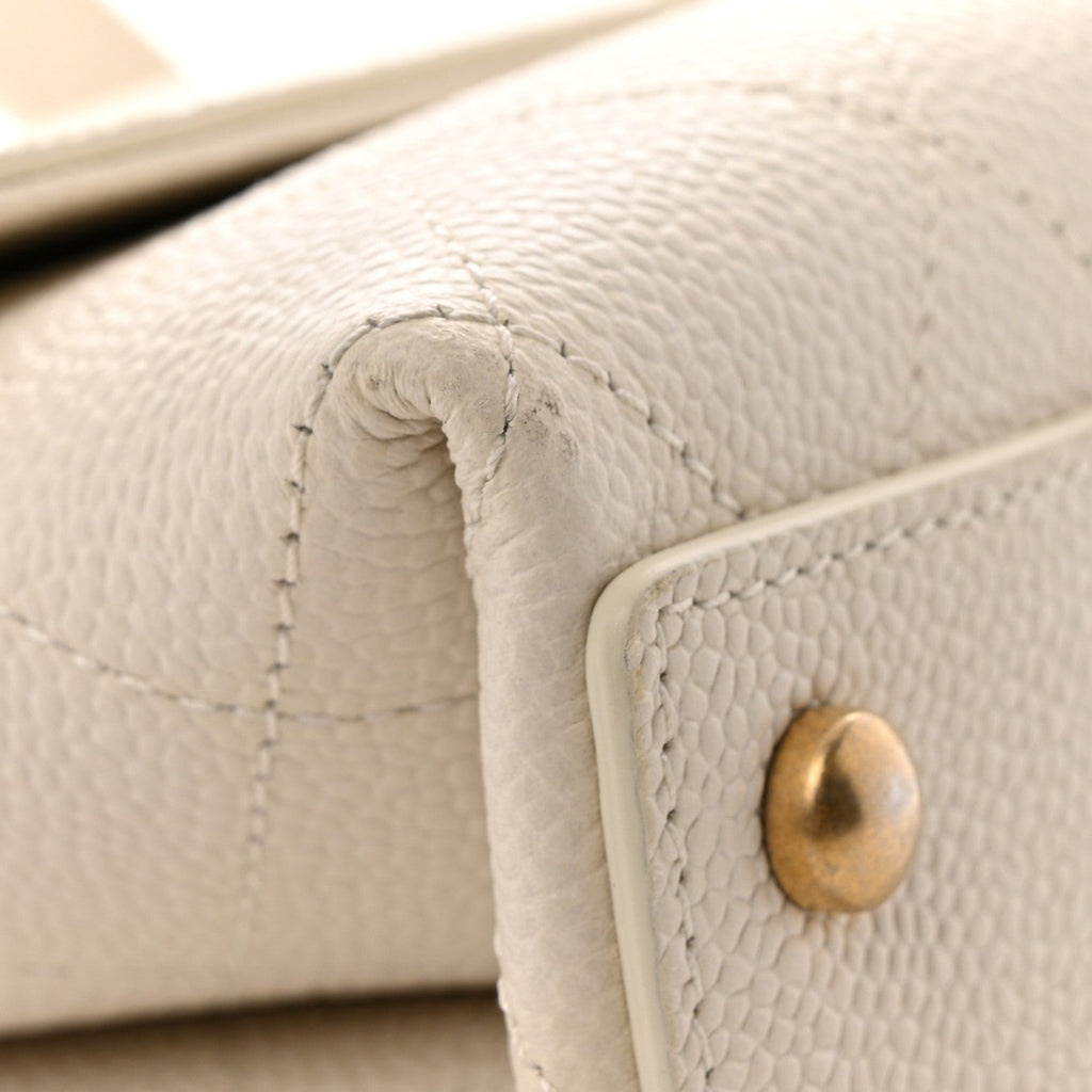 Grained Calfskin Small Stitched Flap White