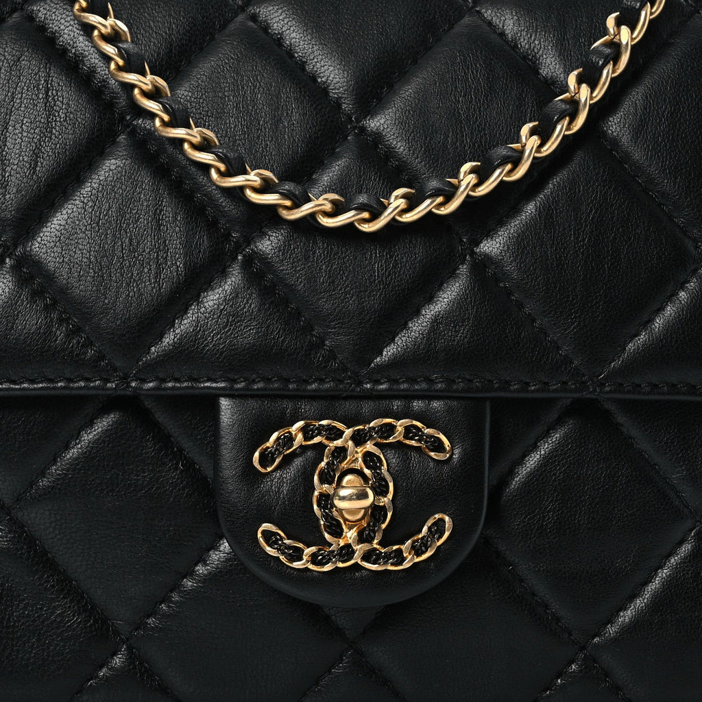 Lambskin Quilted Chanel Square Flap Black