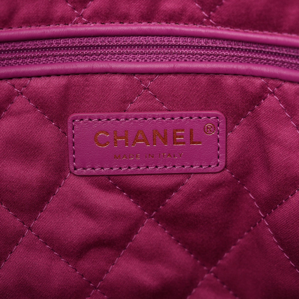 Shiny Calfskin Quilted Small Chanel 22 Purple