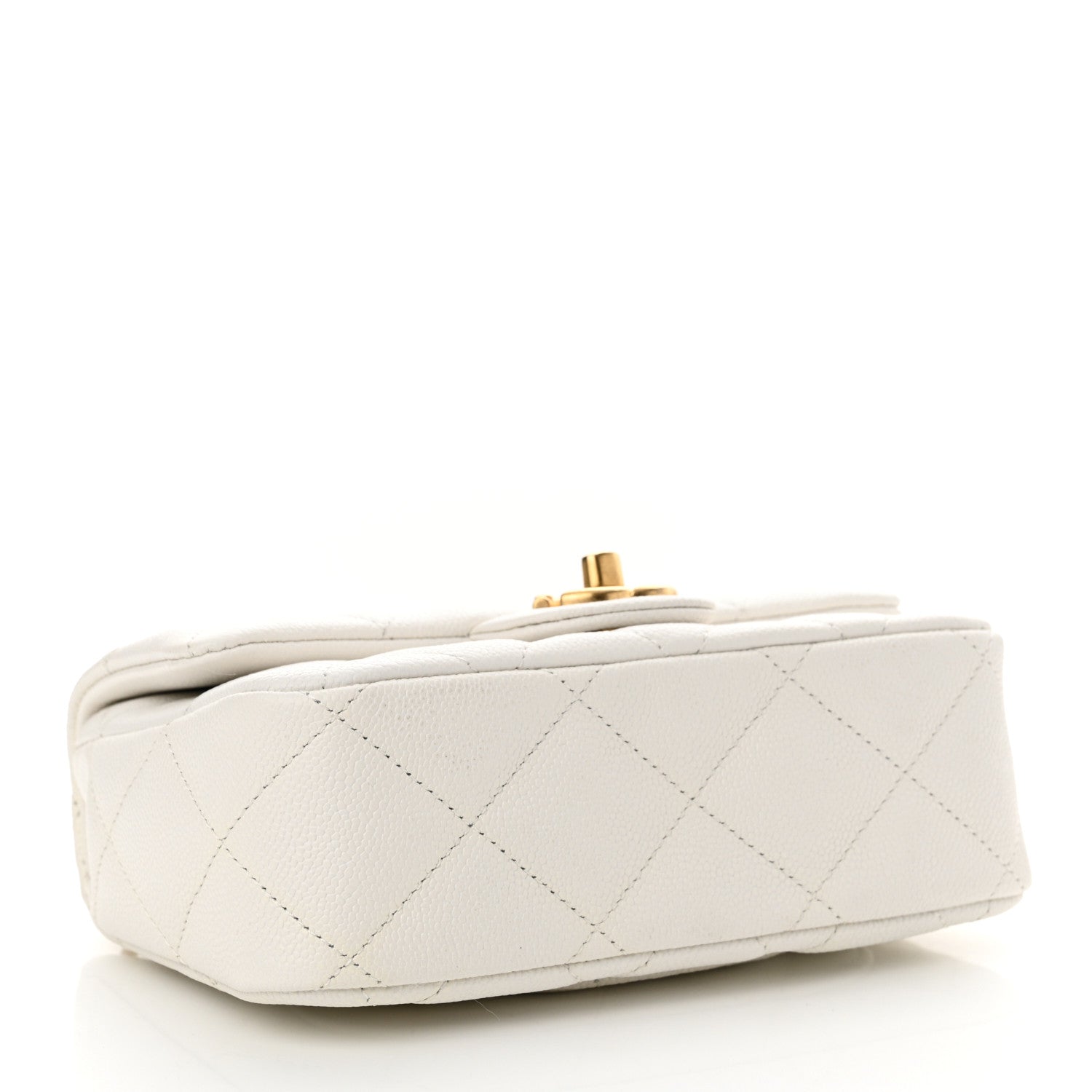 Caviar Quilted Mini Sweetheart Flap White