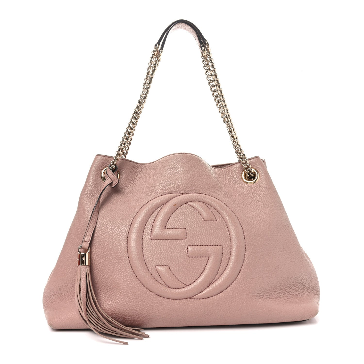 Pebbled Calfskin Medium Soho Chain Shoulder Bag Dark Cipria