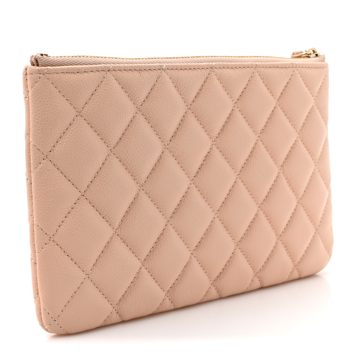 Caviar Quilted Cosmetic Case Beige