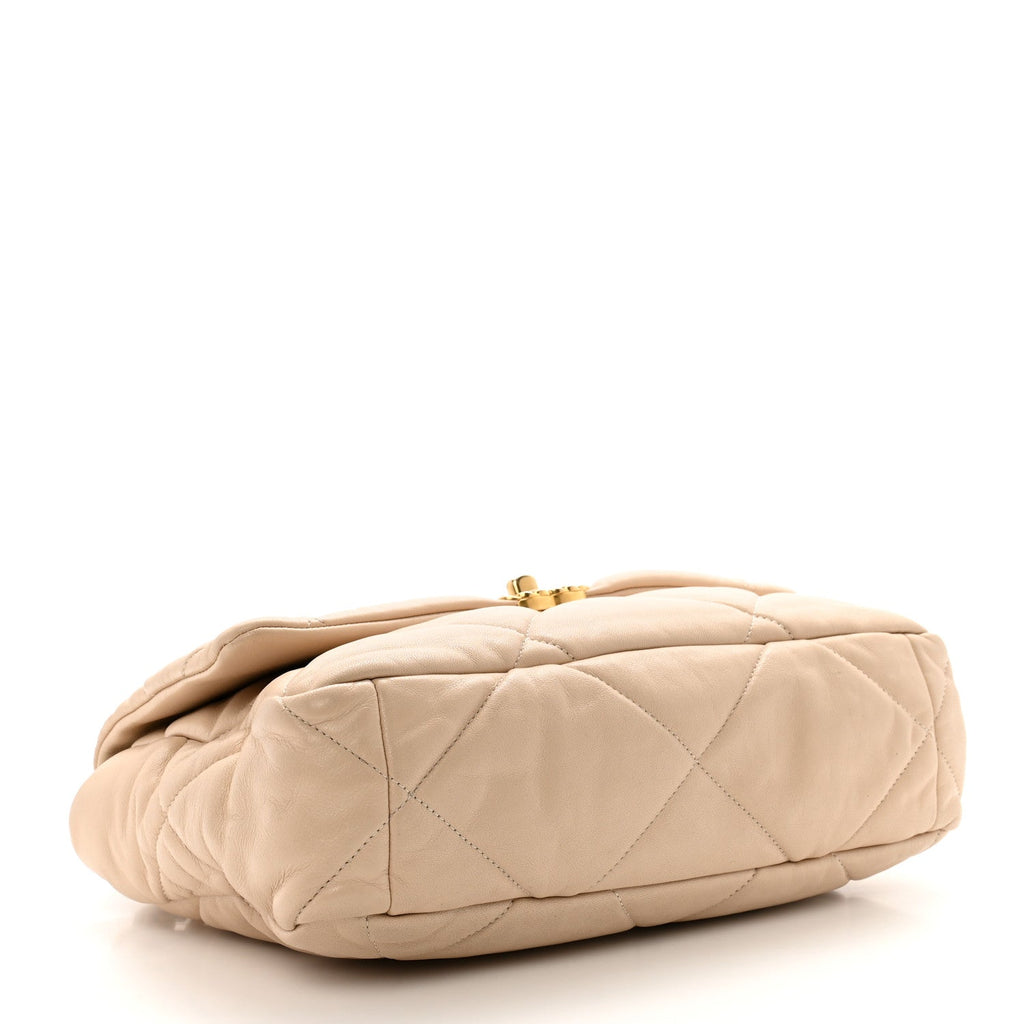 Lambskin Quilted Large Chanel 19 Flap Beige