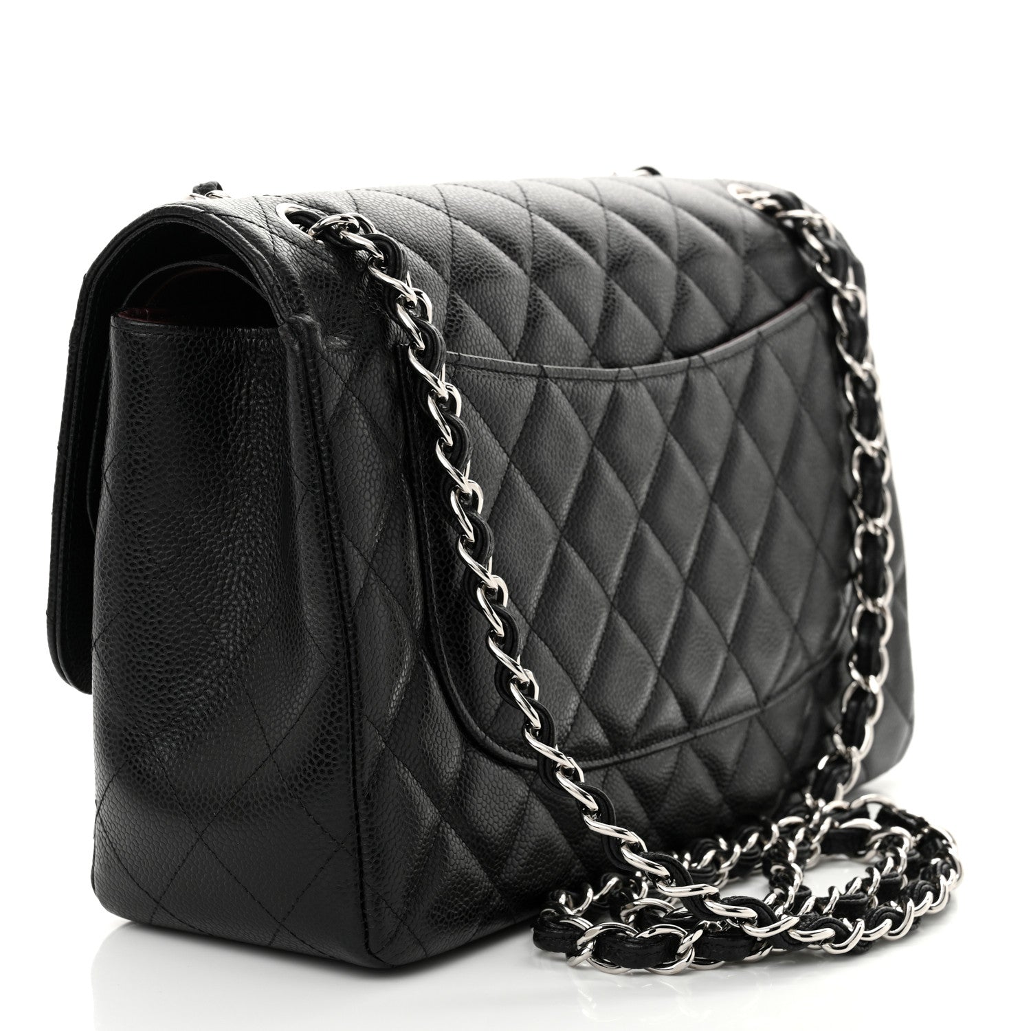 Caviar Quilted Jumbo Double Flap Black