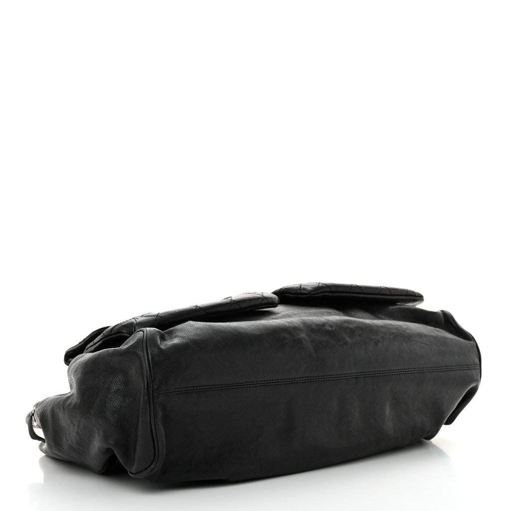 Glazed Caviar Reissue Double Pocket In The City Tote Black