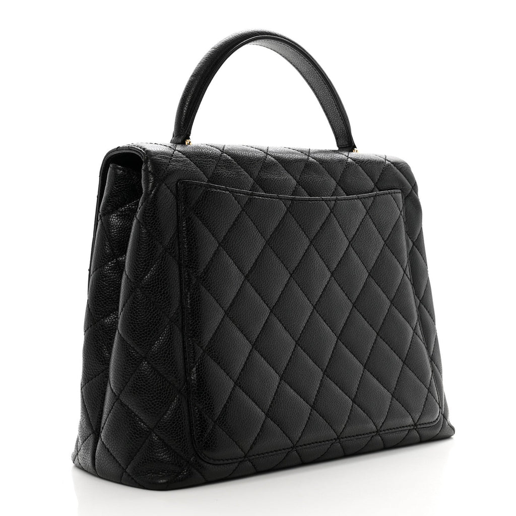 Caviar Quilted Jumbo Kelly Flap Black