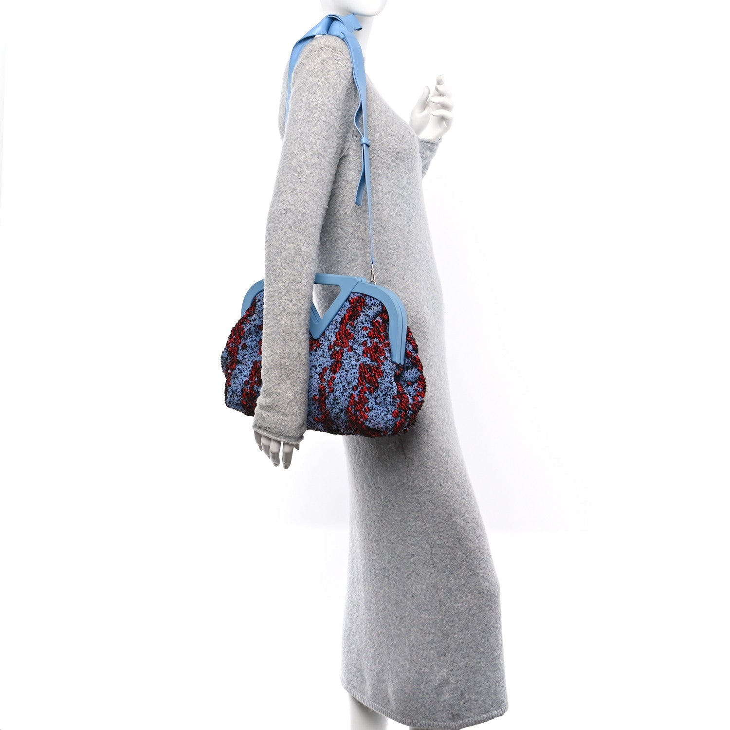Textured Fabric Medium The Point Triangle Bag Red Blue