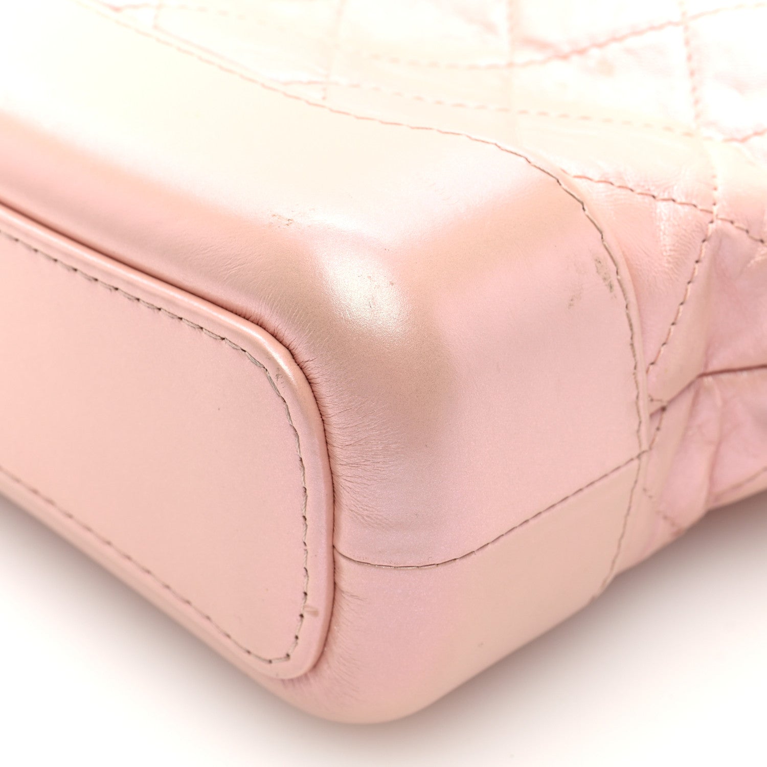 Iridescent Aged Calfskin Quilted Small Gabrielle Hobo Rose