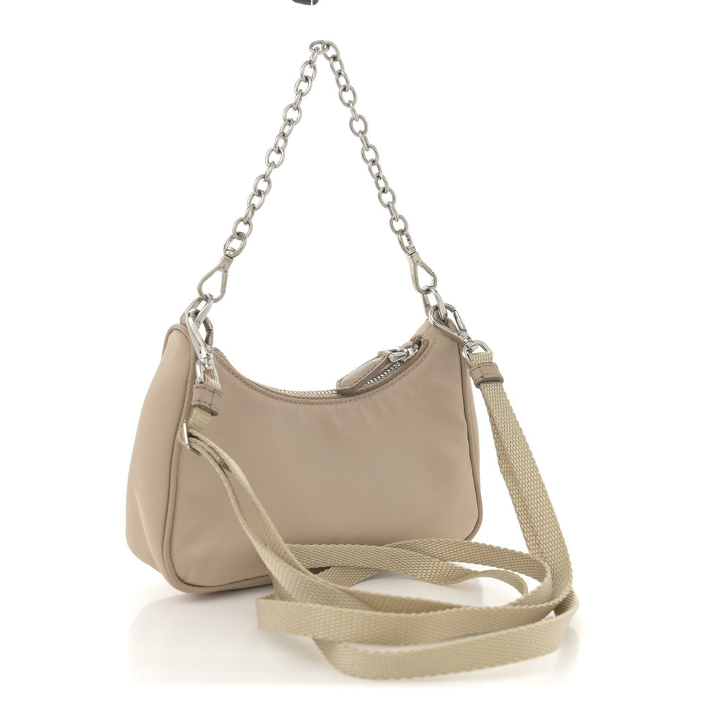 Tessuto Nylon Saffiano Mini Re-Edition 2000 Shoulder Bag Cammeo