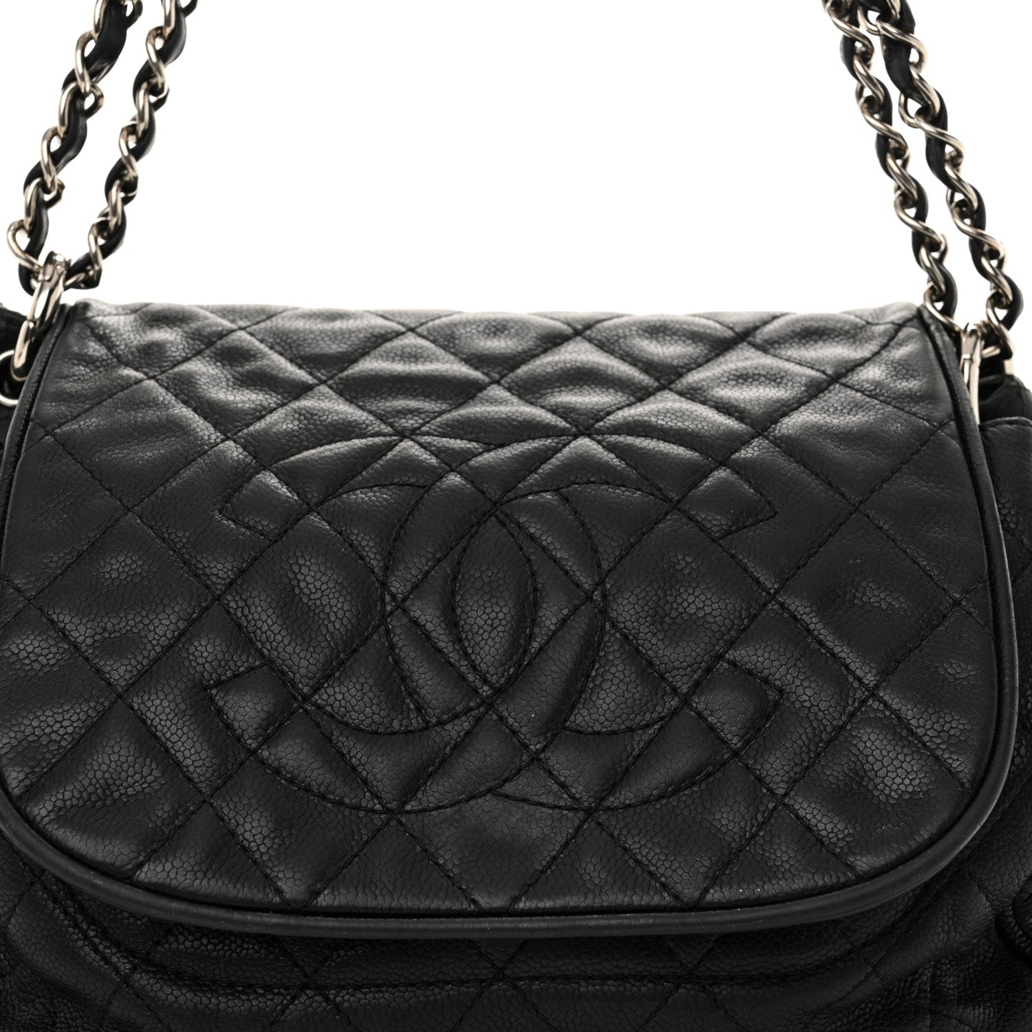 Caviar Quilted Timeless Accordion Flap Black