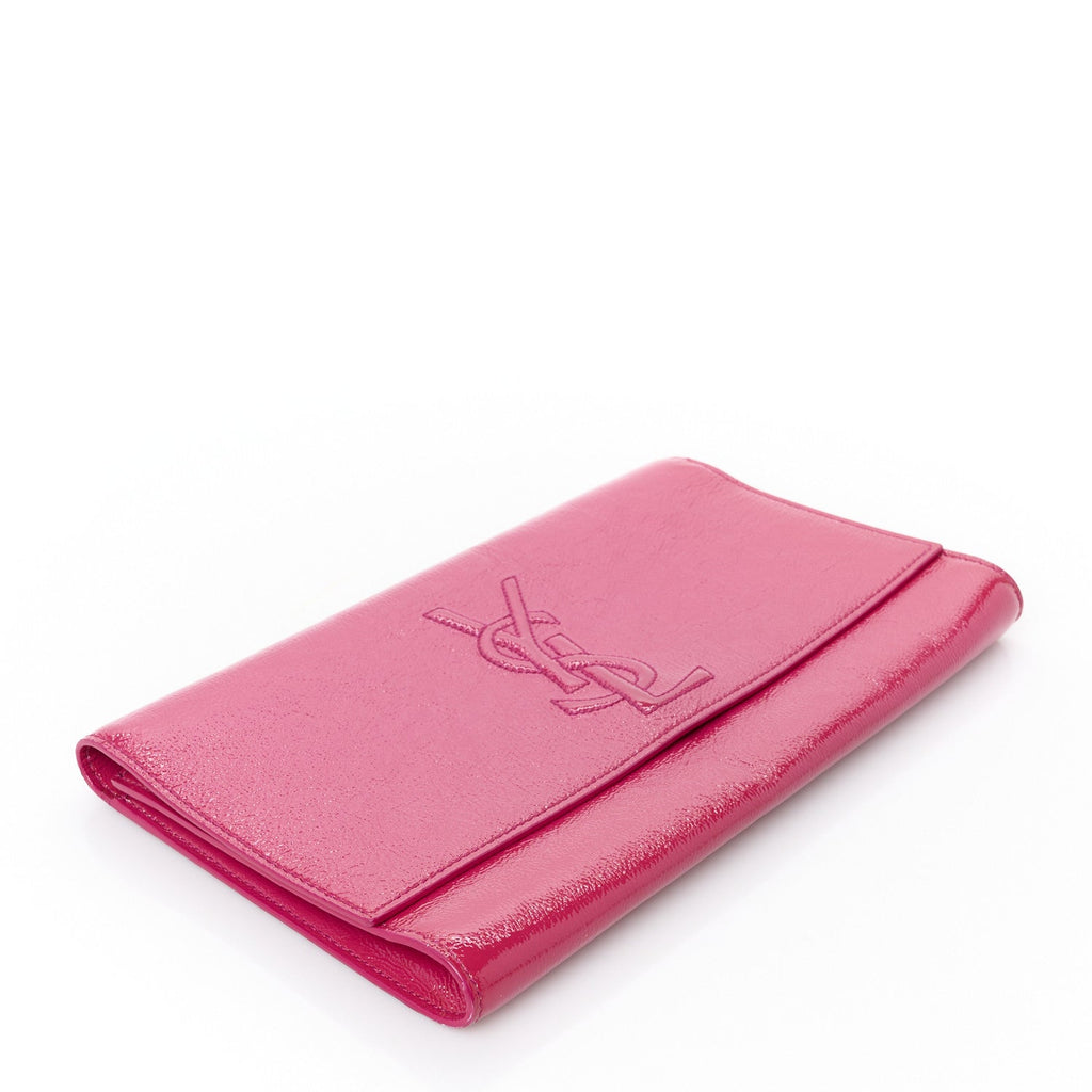 Textured Patent Monogram Large Belle De Jour Clutch Fuchsia