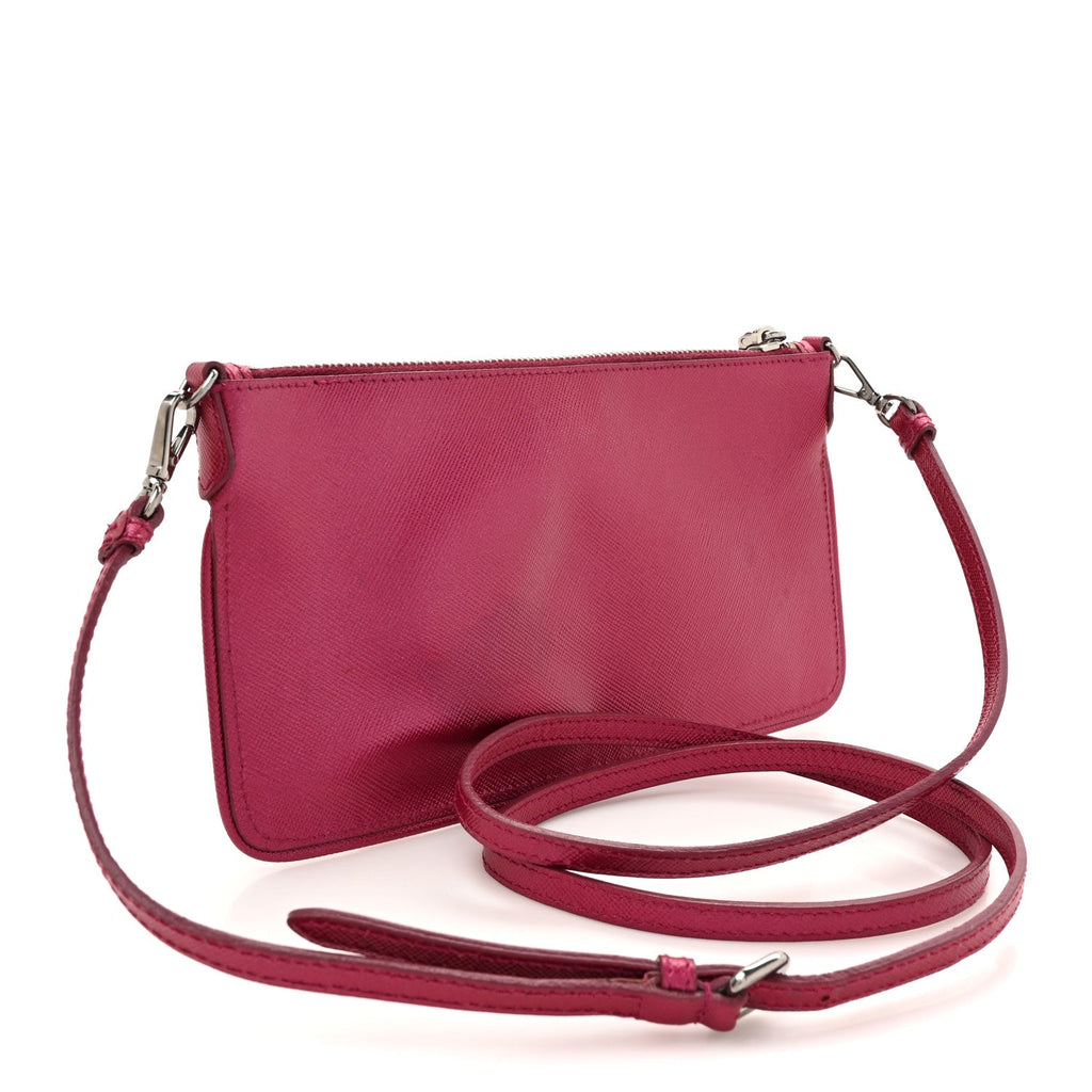 Metallic Saffiano Lux Crossbody Bag Ametista