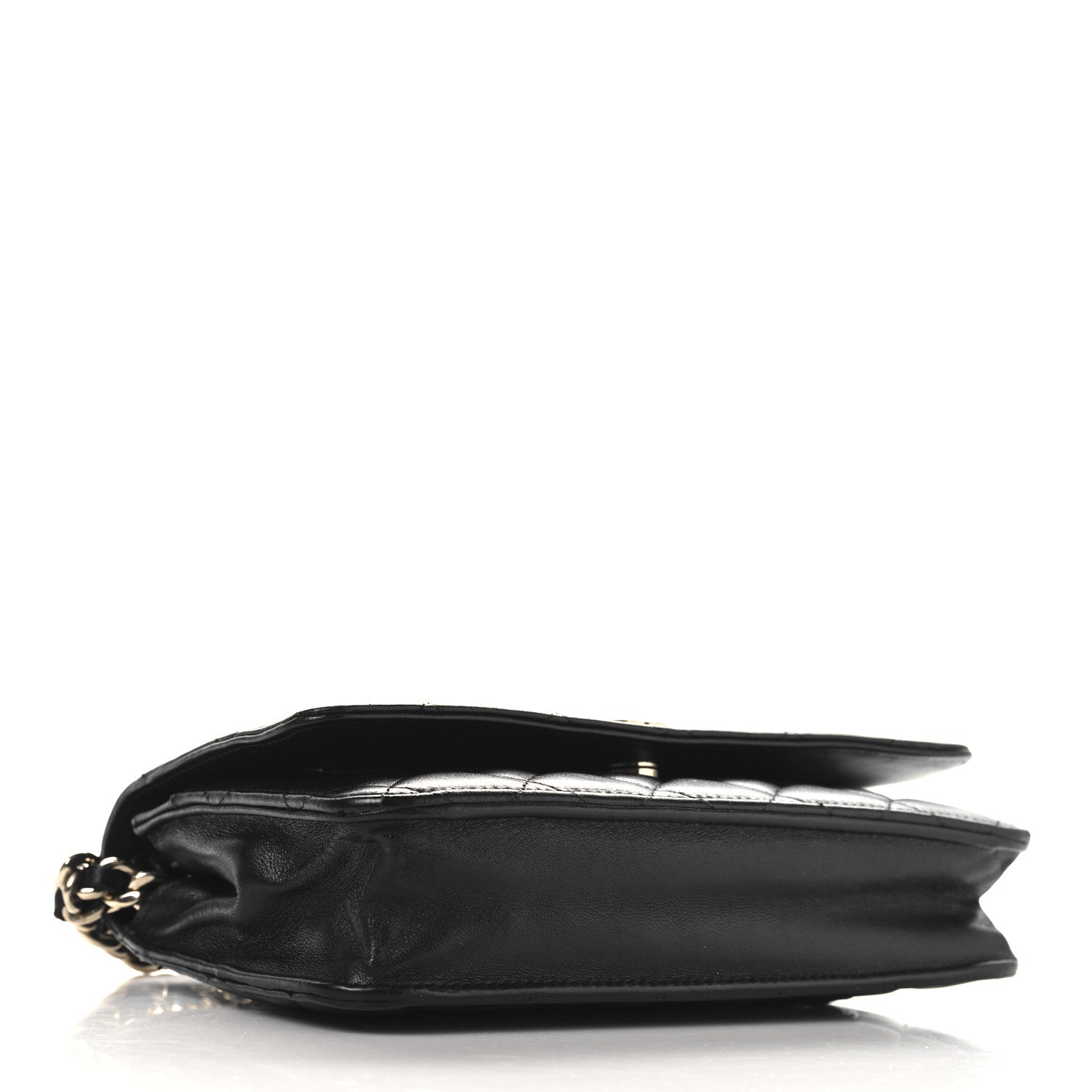 Lambskin Quilted Coco Charms Wallet On Chain Black