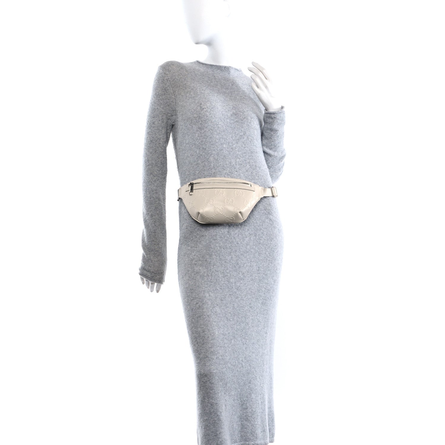 Calfskin GG Tennis Embossed Belt Bag Mystic White