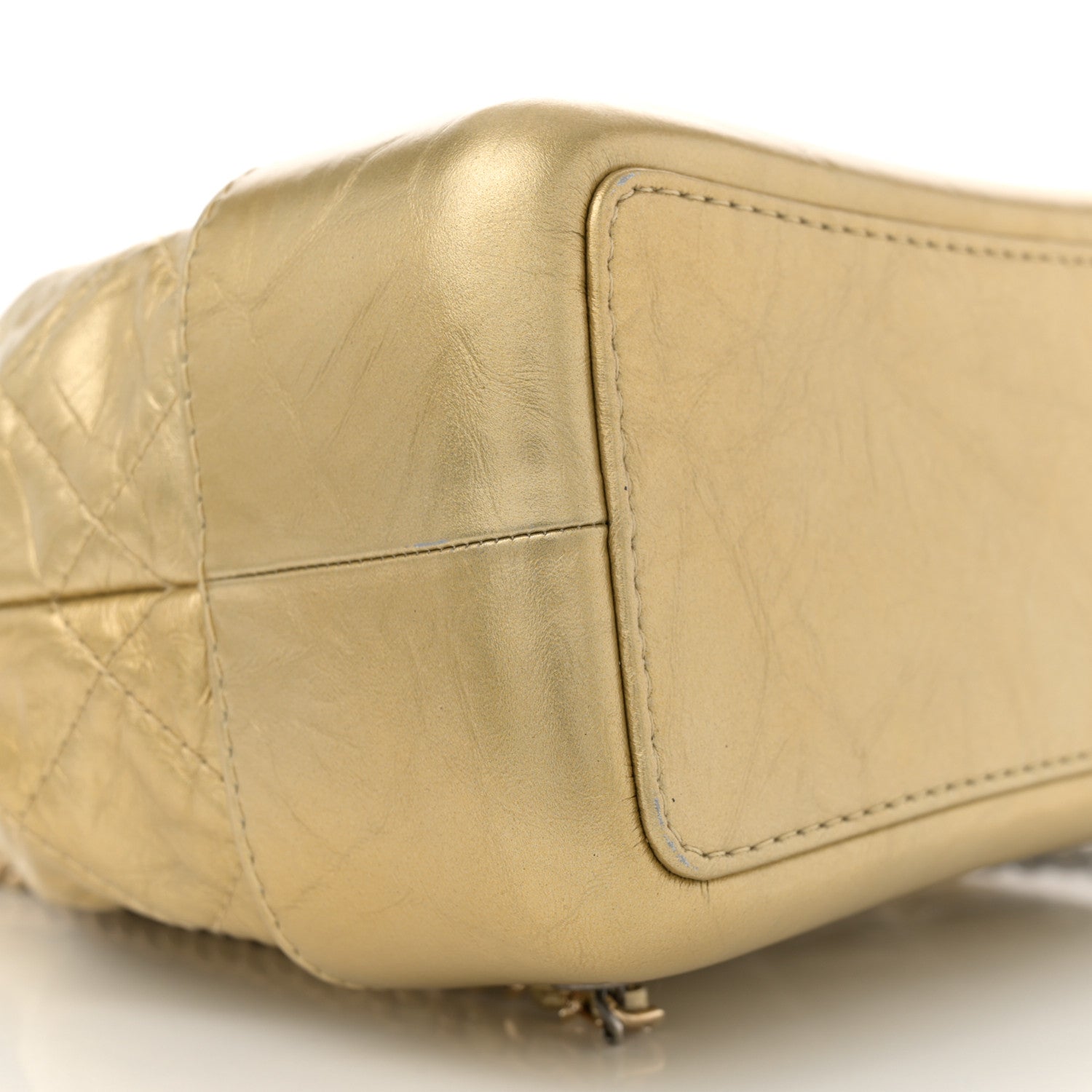 Metallic Lambskin Small Quilted Gabrielle Backpack Gold