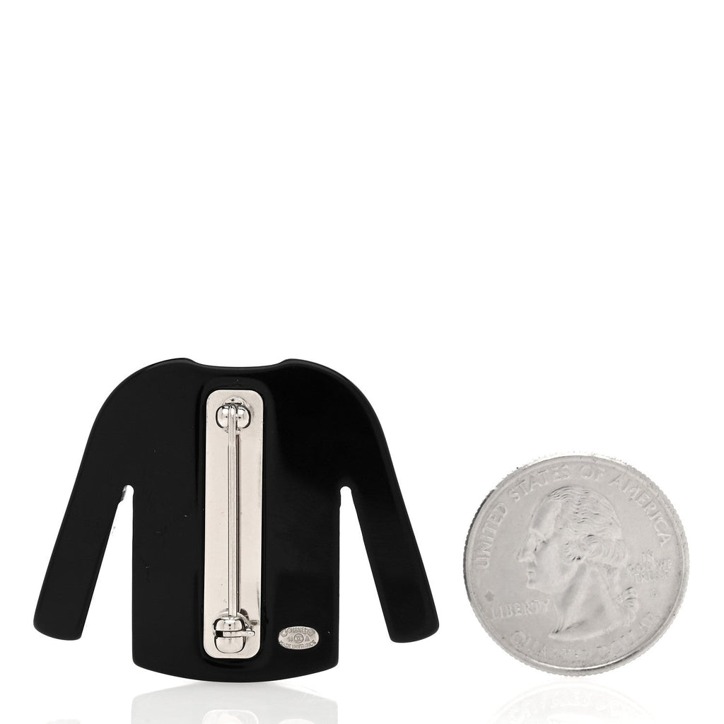 Resin Sweater CC Brooch Black White