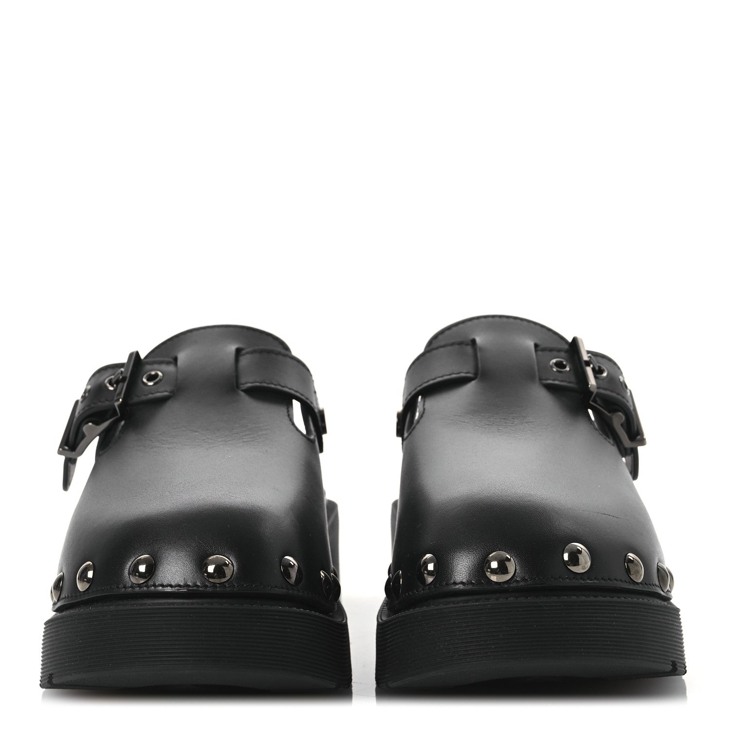 Calfskin Diorquake Buckled Lug Sole 15mm Clogs 36 Black