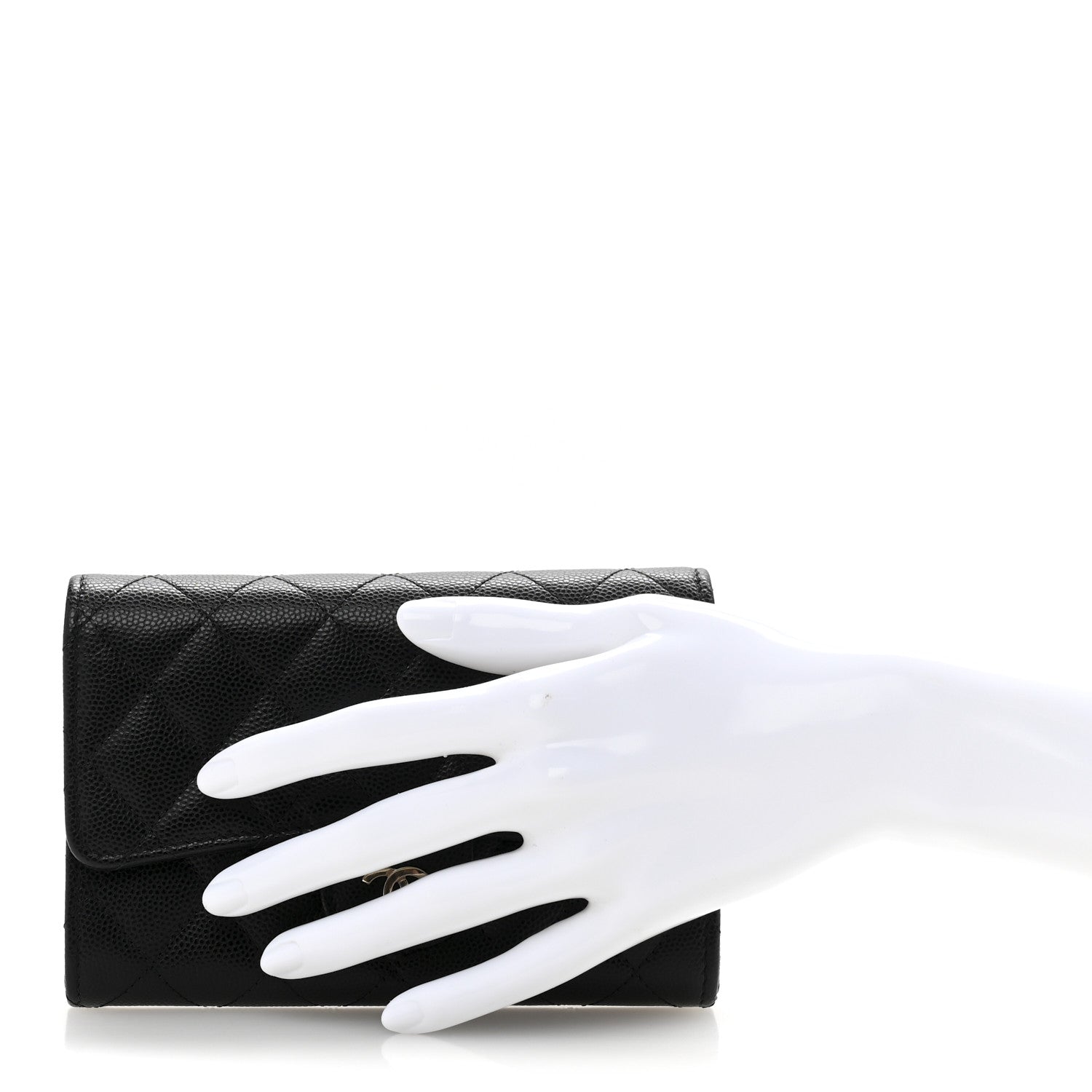 Caviar Quilted Medium Flap Wallet Black