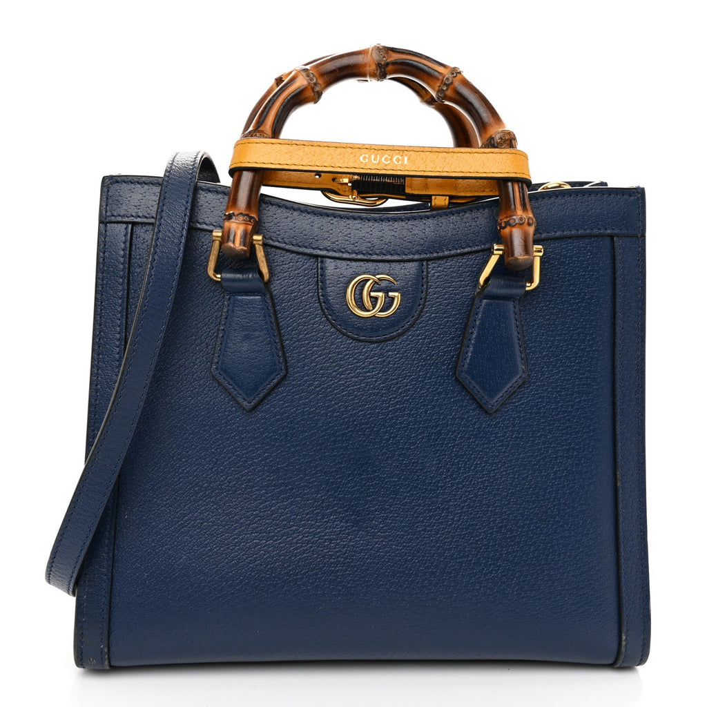 Textured Dollar Calfskin Web Small Diana Tote Bag Royal Crop
