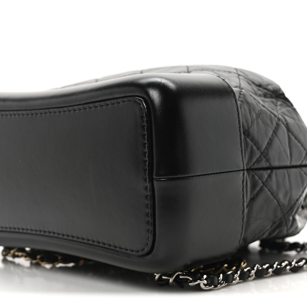 Aged Calfskin Quilted Small Gabrielle Backpack Black