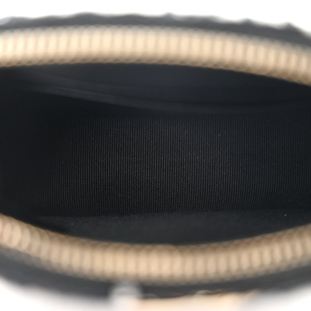 Tweed Quilted Mini Clutch With Chain Black White