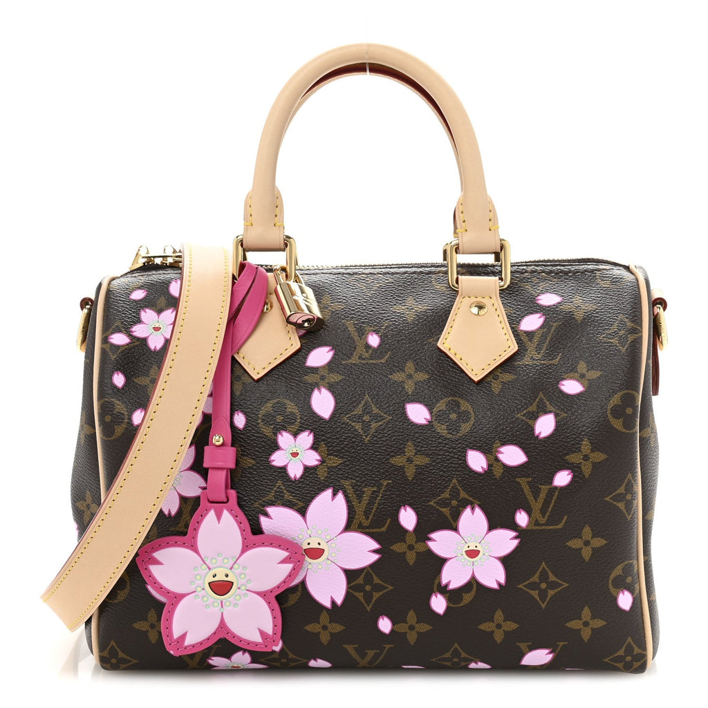 LV X TM Monogram Cherry Blossom Speedy Bandouliere 25 Sakura Brown