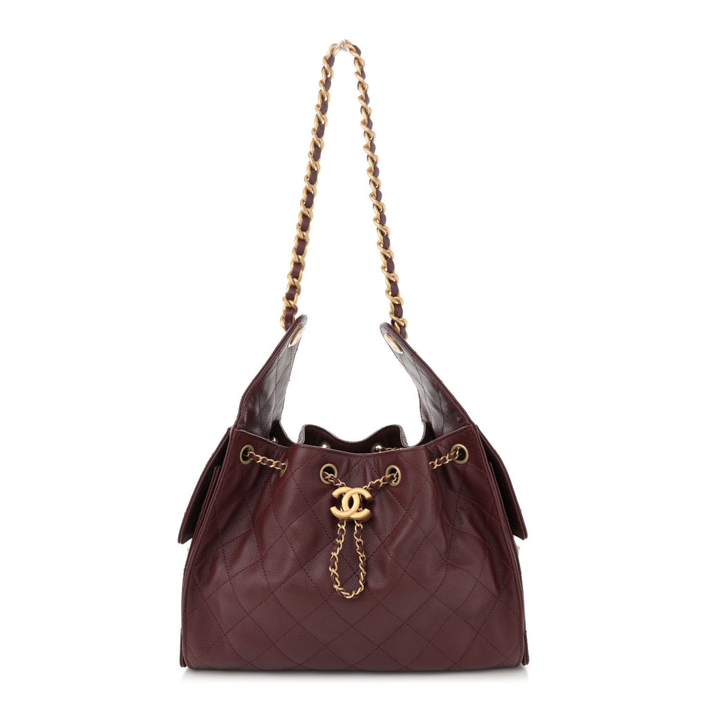 Caviar Quilted Small Chanel 25 Handbag Burgundy