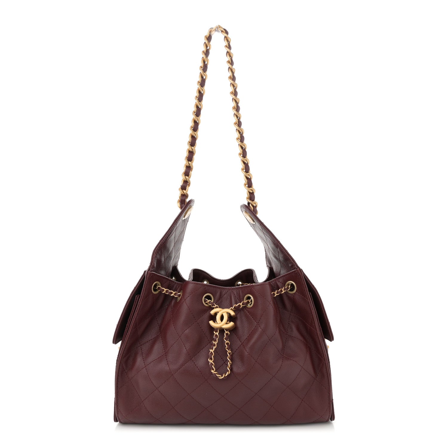Caviar Quilted Small Chanel 25 Handbag Burgundy