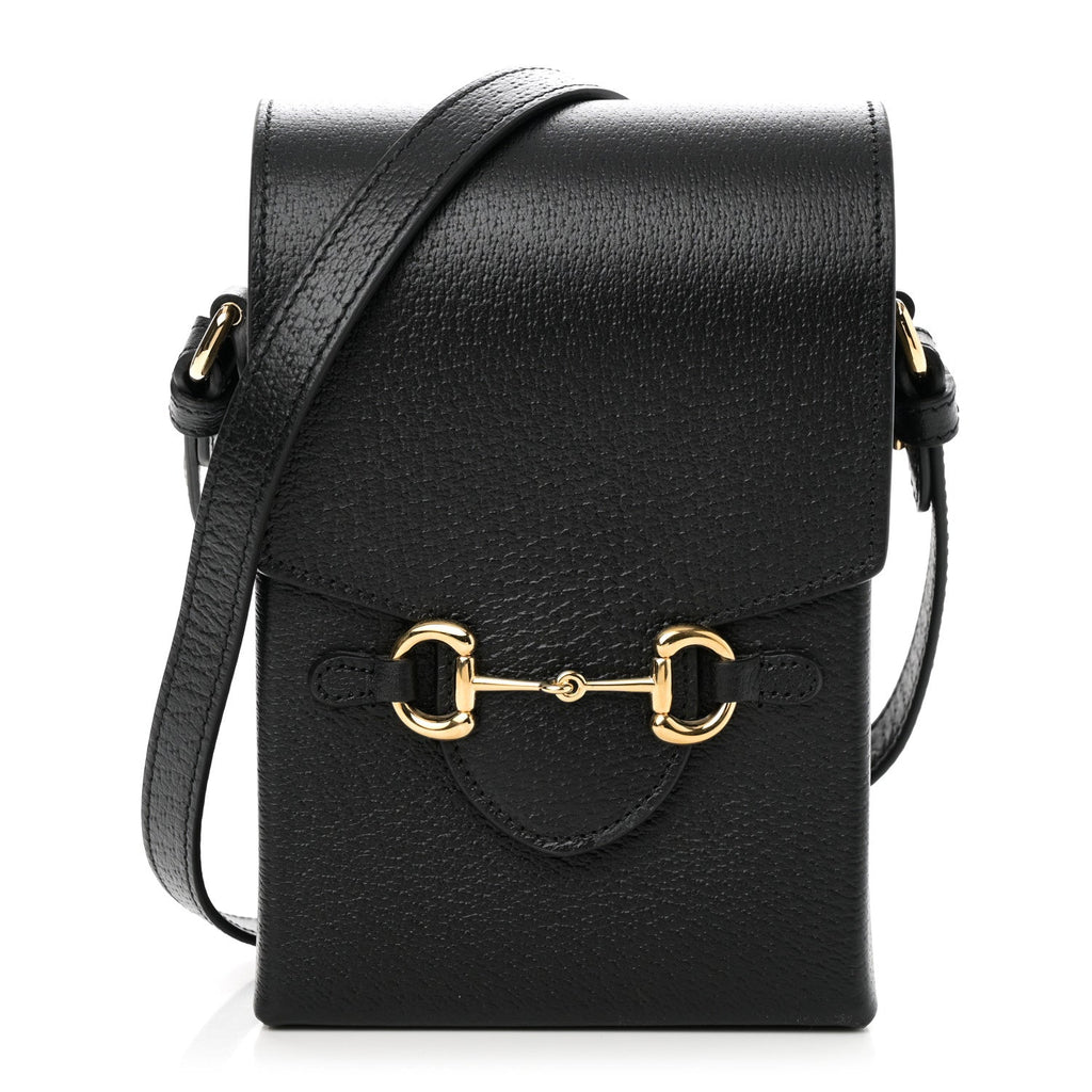 Dollar Calfskin Vertical Horsebit 1955 Crossbody Bag Black
