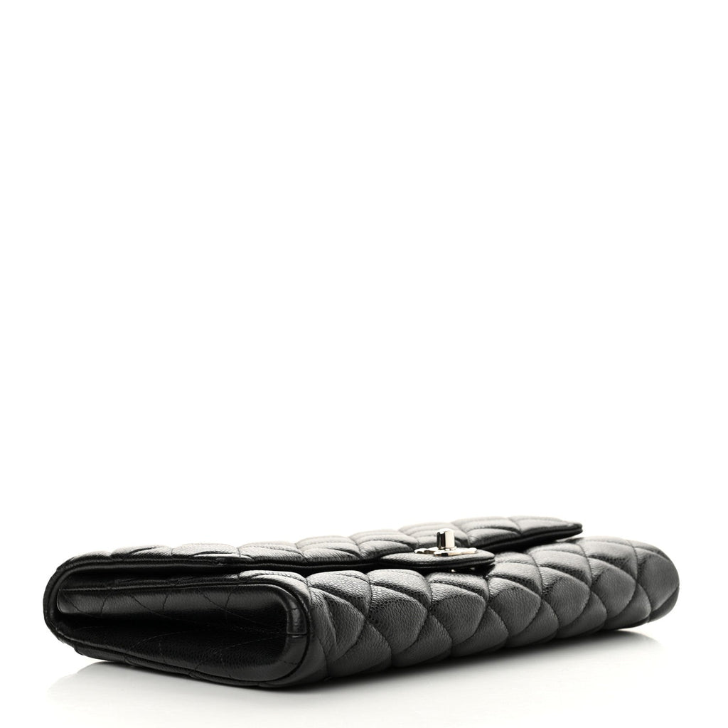 Caviar Quilted Clutch With Chain Flap Black