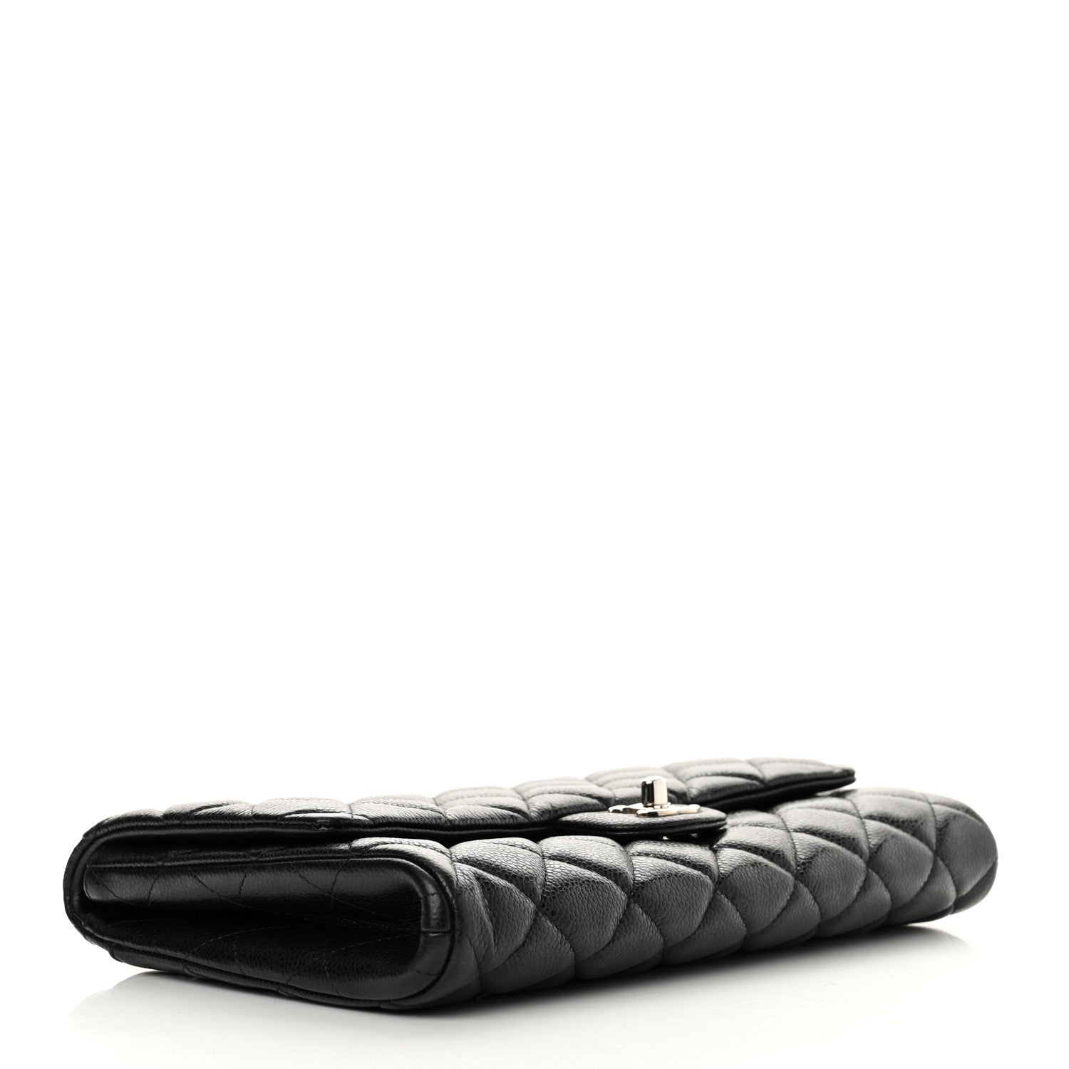 Caviar Quilted Clutch With Chain Flap Black