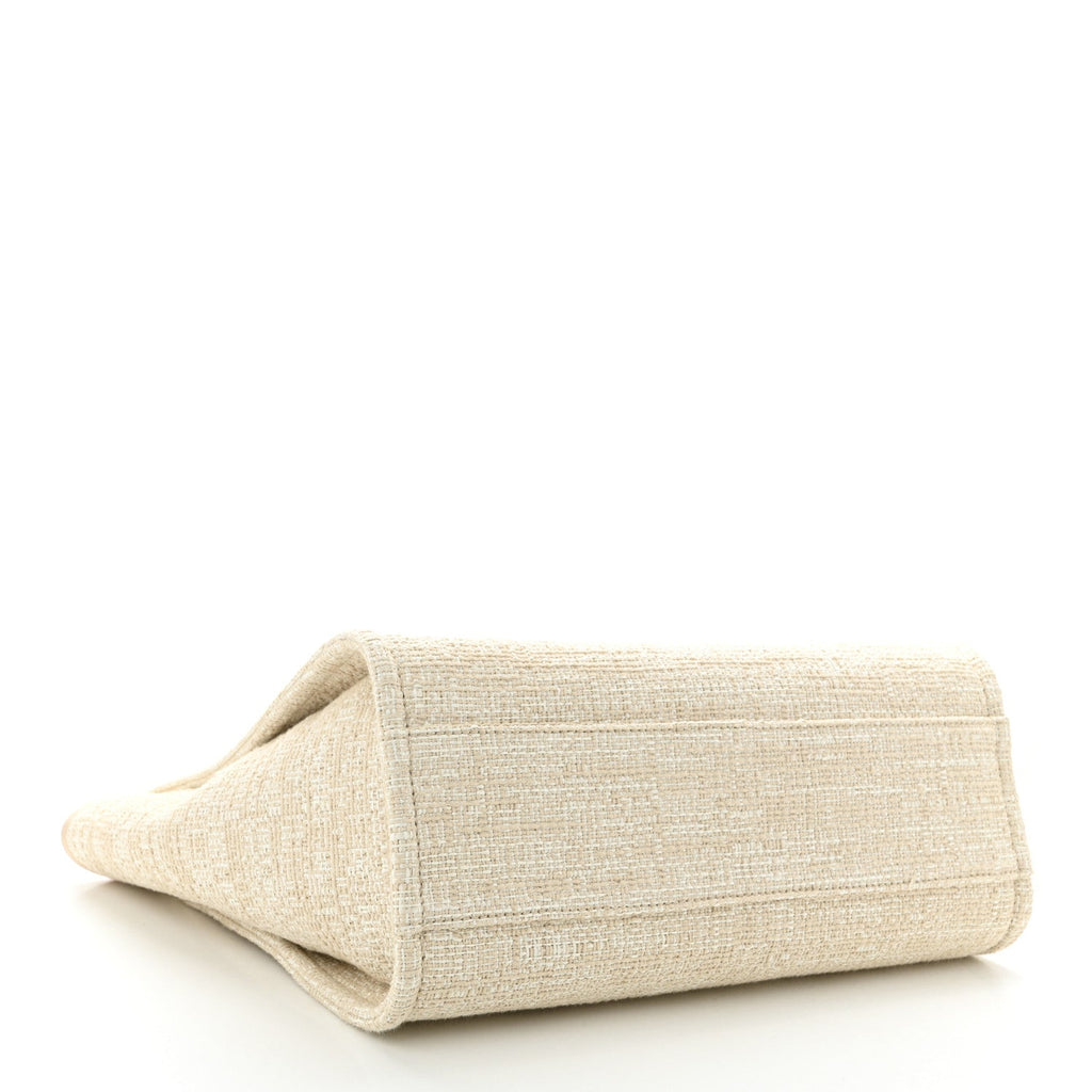 Lurex Boucle Small Deauville Tote Ivory