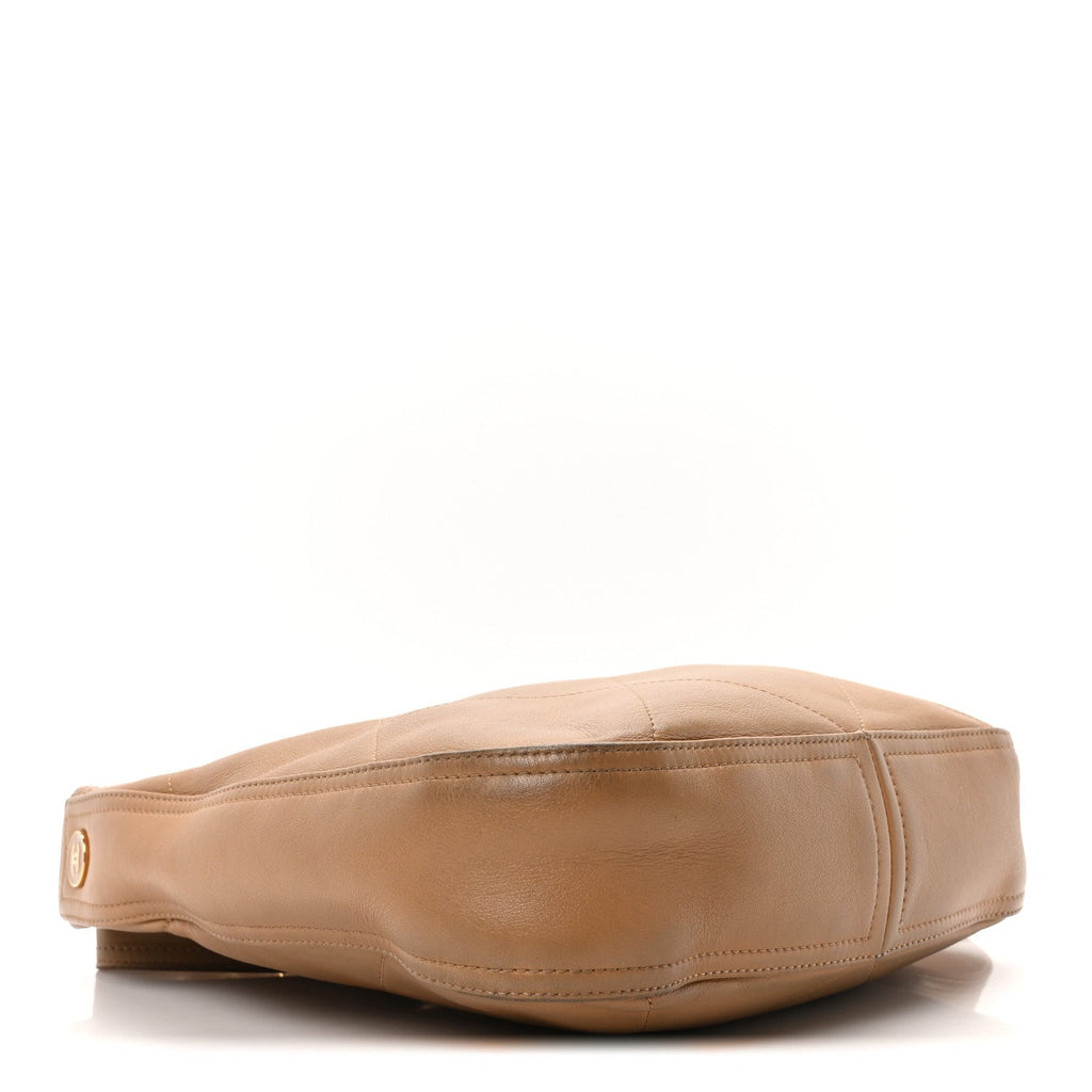 Calfskin Stitched Easy Mood Hobo Beige