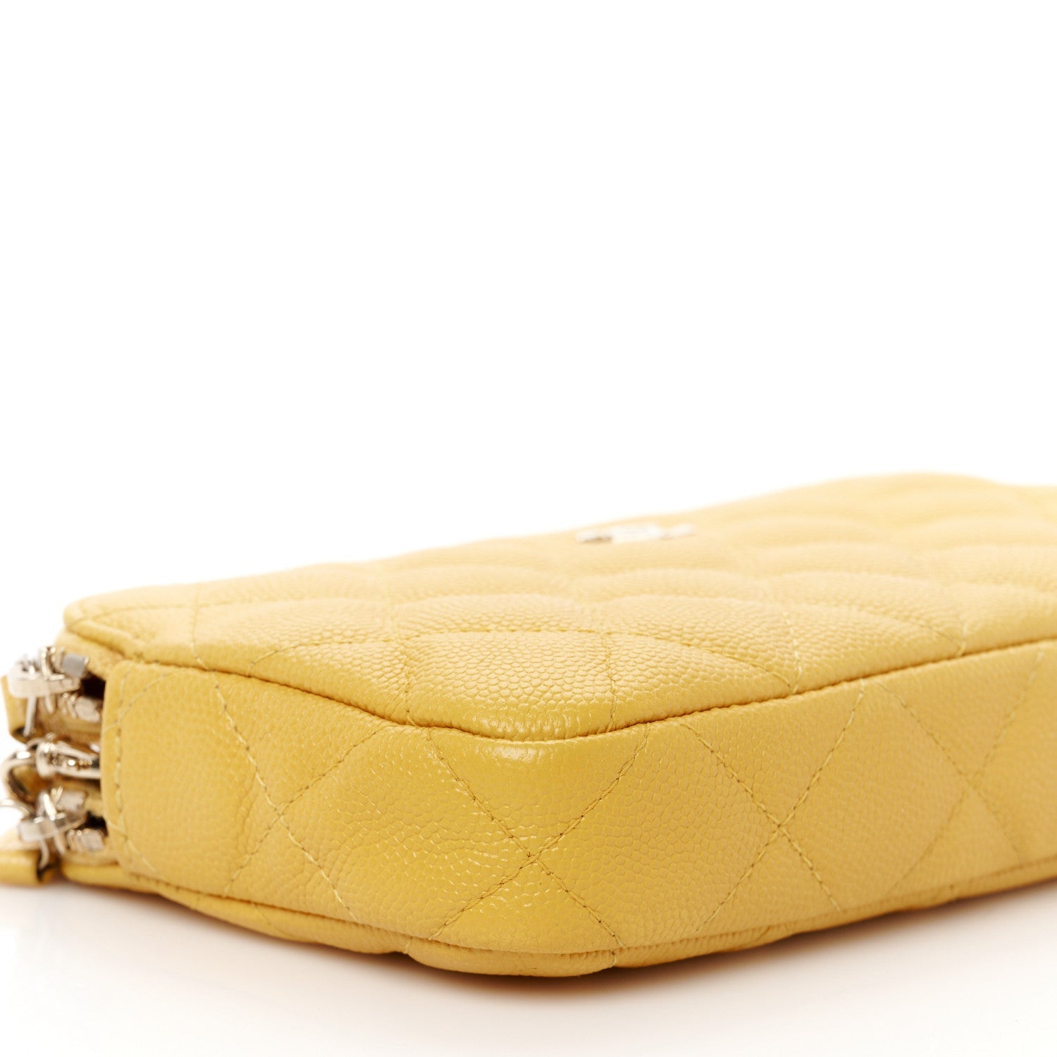Caviar Quilted Small Clutch With Chain Yellow