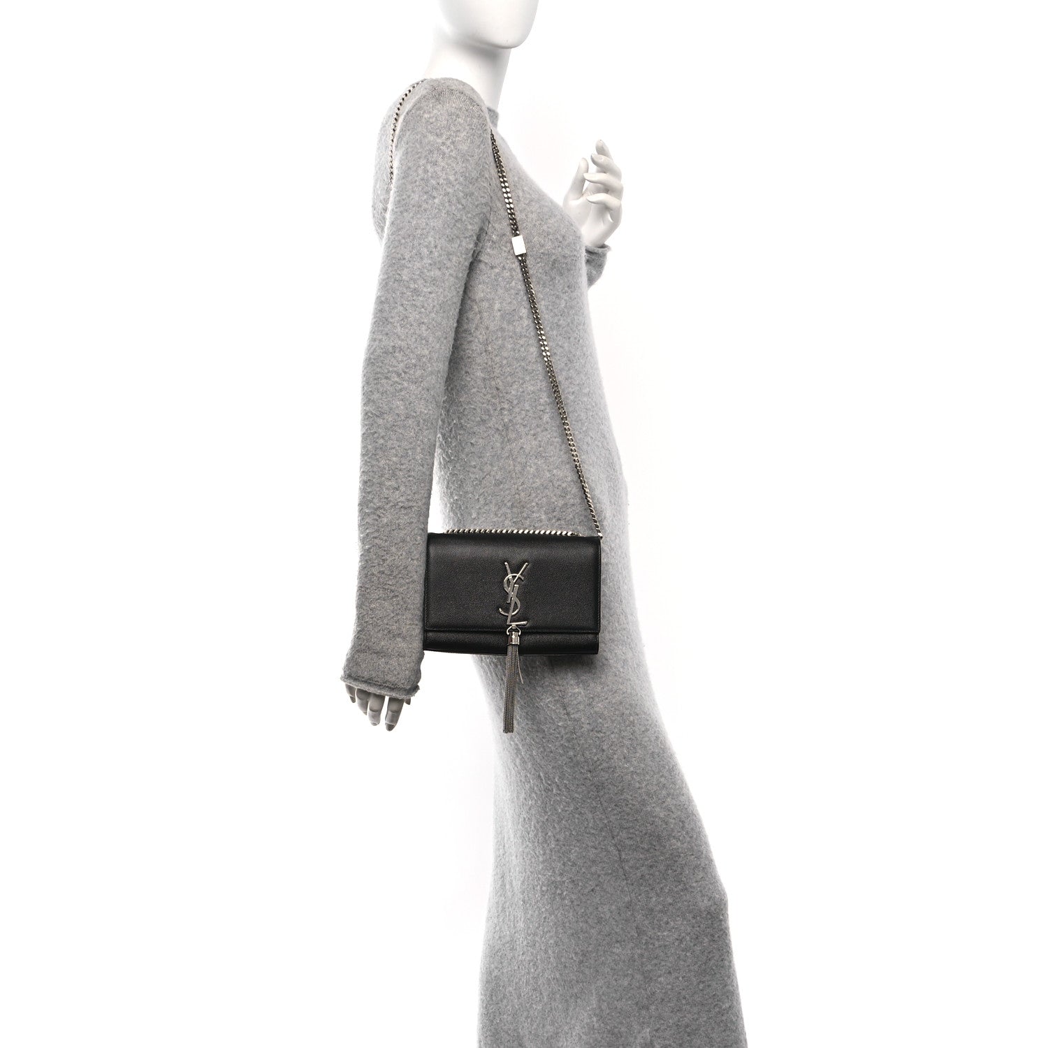 Grain De Poudre Small Classic Monogram Kate Tassel Satchel Black