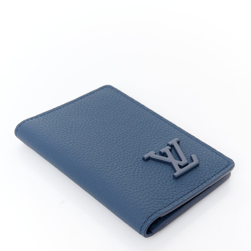 Grained Calfskin Aerogram Pocket Organizer Marine