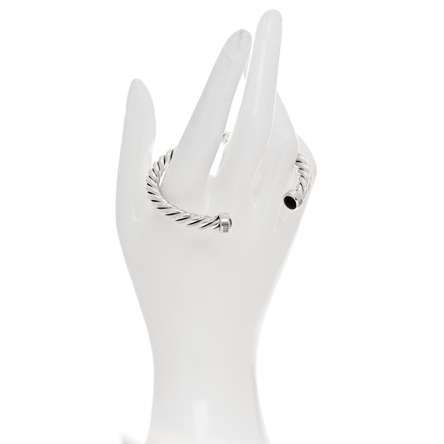 Sterling Silver Onyx 6mm Cable Classic Cuff Bracelet