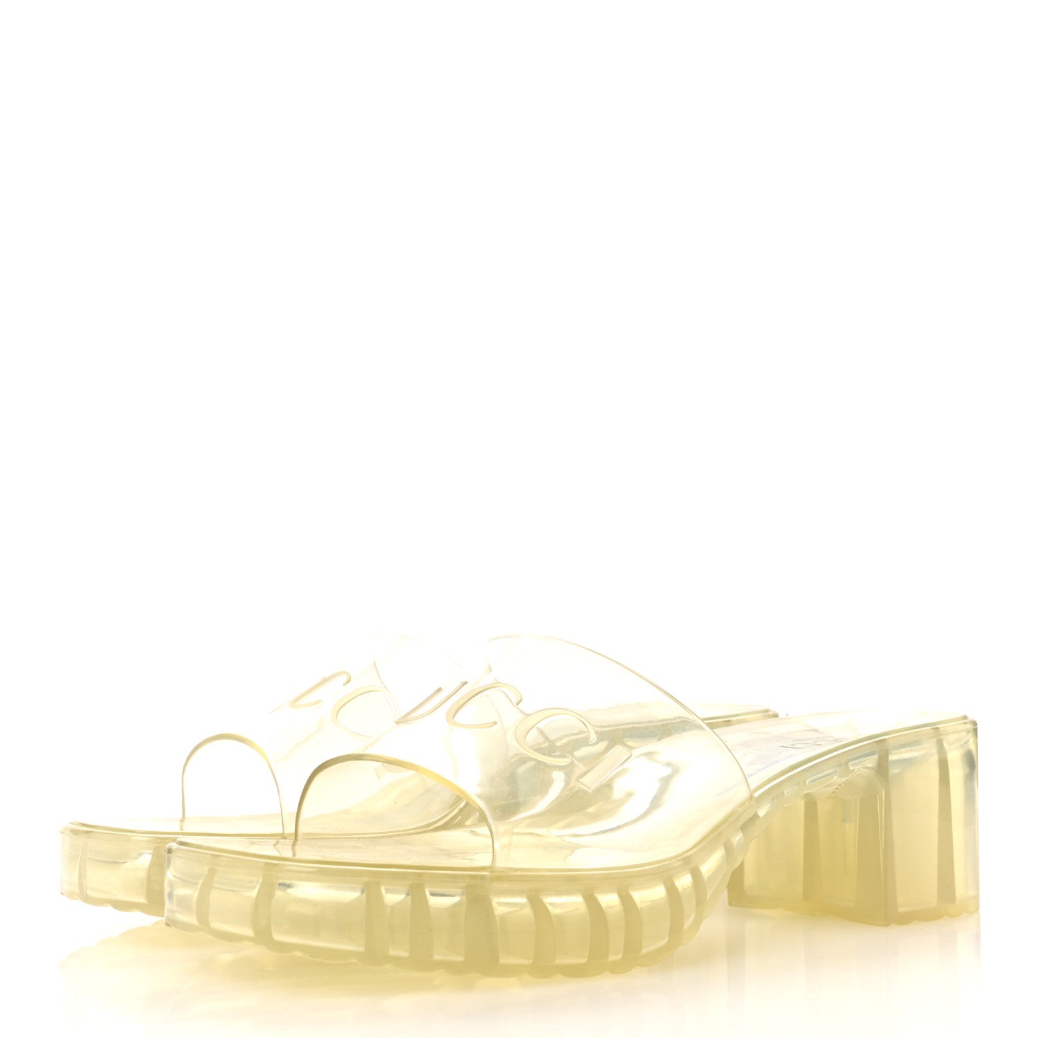 Rubber Gucci Logo Womens Platform 20/60mm Slide Sandals 39 Transparent