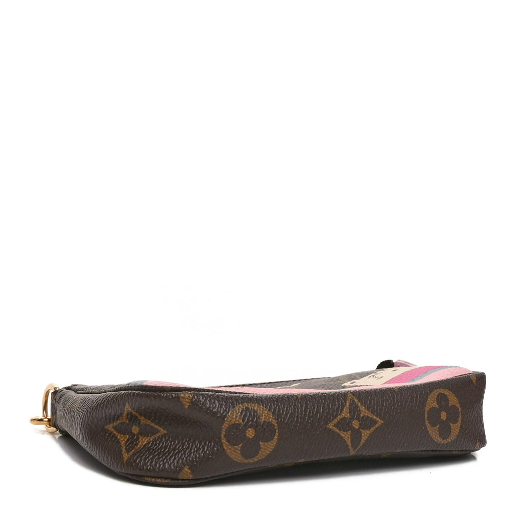 Monogram 2016 Christmas Animation Mini Pochette Accessories Rose Ballerine