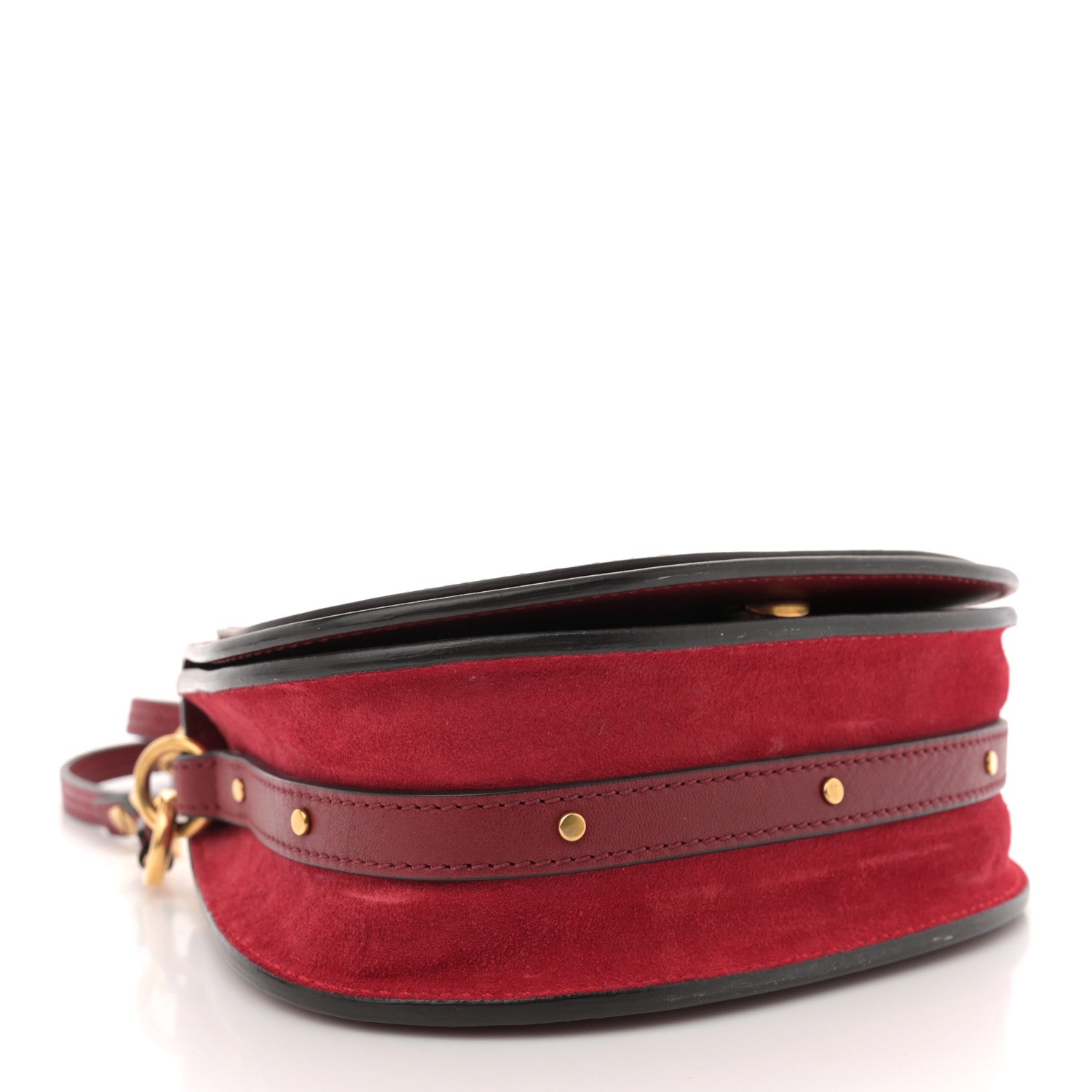 Calfskin Suede Small Nile Bracelet Bag Intense Red